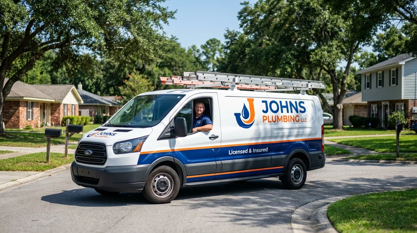 Johns Plumbing LLC service van in Phil Campbell, AL