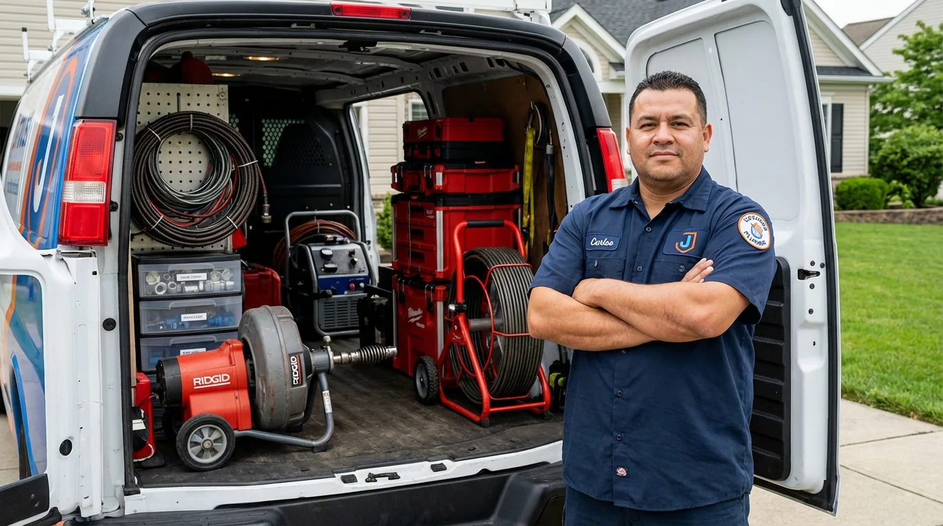 Professional drain cleaning equipment and Johns Plumbing LLC plumber in Phil Campbell